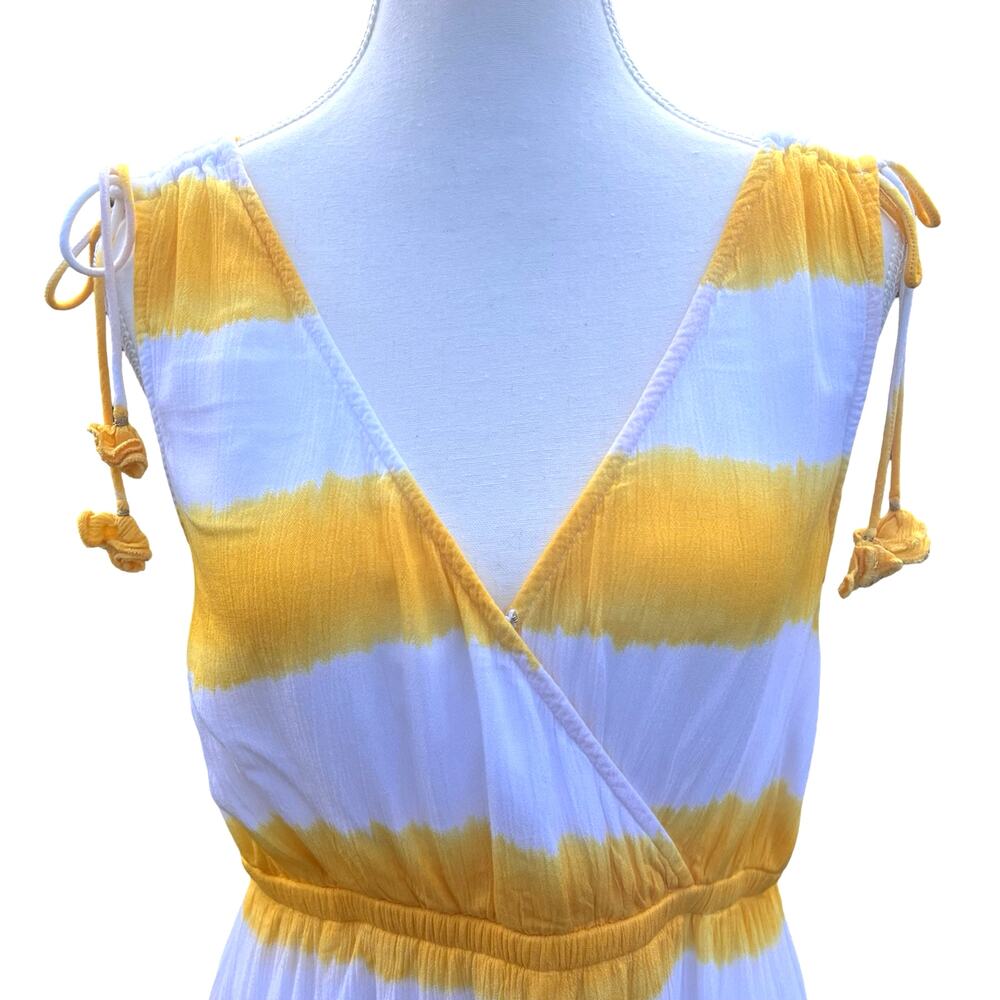 TOMMY BAHAMA Yellow‎ White Stripe Wrap Hi-Low Sleeveless Sundress Small Petite - Picture 2 of 6
